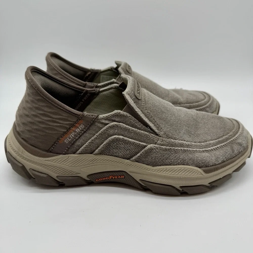 Skechers Respected Holmgren Taupe Men Size 8.5 Athletic Goodyear Slip In Sneaker